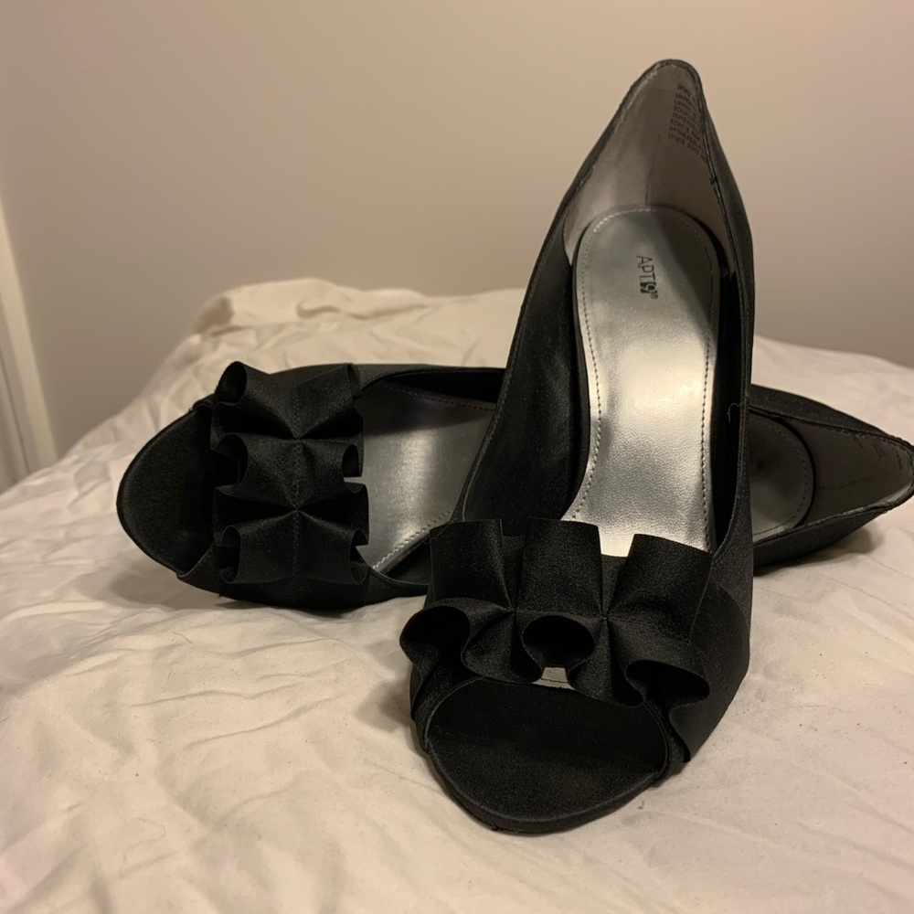 Black open-toe heels (worn once)
